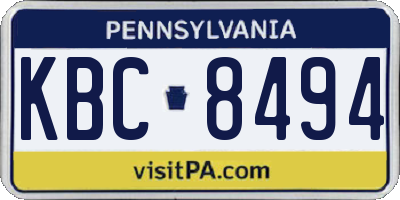 PA license plate KBC8494
