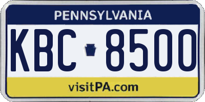 PA license plate KBC8500