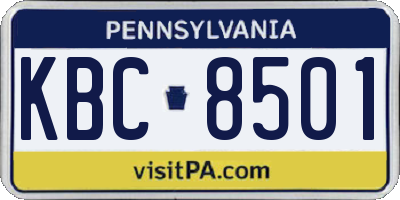 PA license plate KBC8501