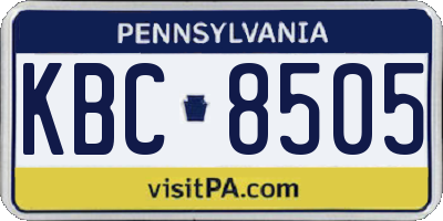 PA license plate KBC8505