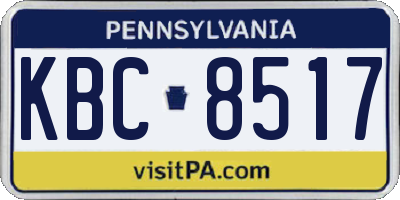 PA license plate KBC8517