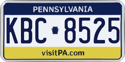 PA license plate KBC8525