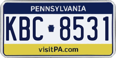 PA license plate KBC8531