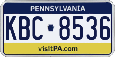 PA license plate KBC8536
