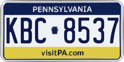 PA license plate KBC8537