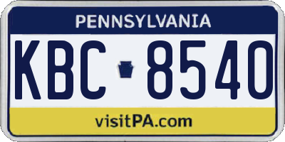PA license plate KBC8540