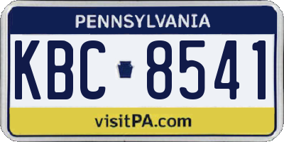 PA license plate KBC8541