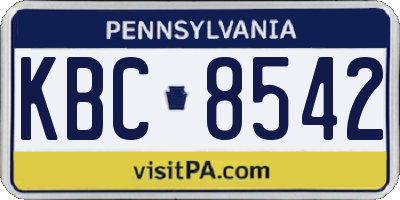 PA license plate KBC8542