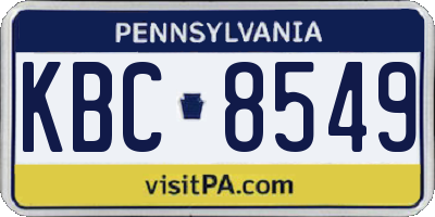 PA license plate KBC8549