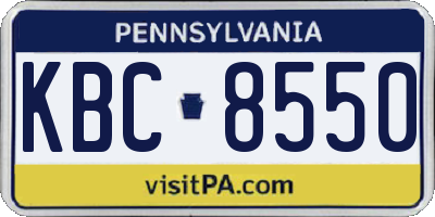 PA license plate KBC8550