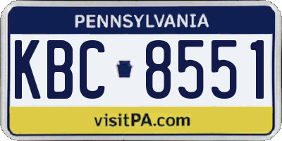 PA license plate KBC8551