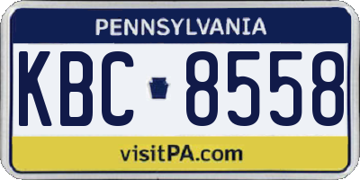 PA license plate KBC8558