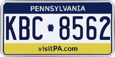 PA license plate KBC8562
