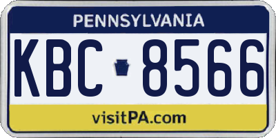 PA license plate KBC8566