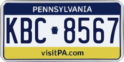 PA license plate KBC8567
