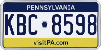 PA license plate KBC8598