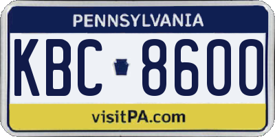 PA license plate KBC8600