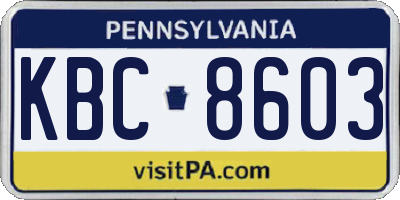 PA license plate KBC8603
