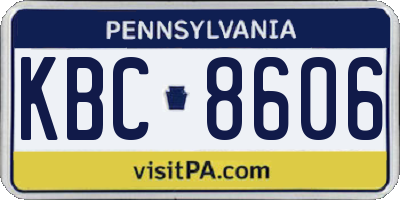 PA license plate KBC8606