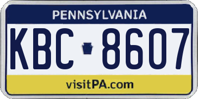 PA license plate KBC8607
