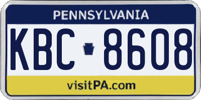 PA license plate KBC8608