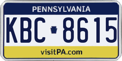 PA license plate KBC8615