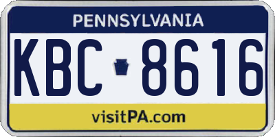 PA license plate KBC8616