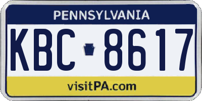PA license plate KBC8617