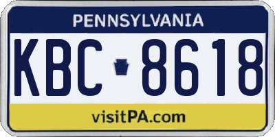 PA license plate KBC8618
