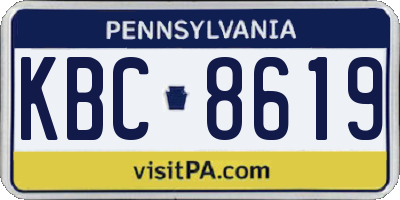 PA license plate KBC8619