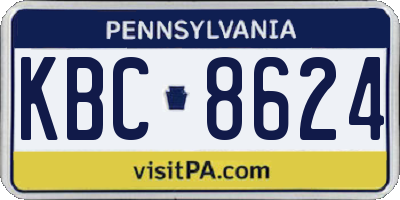 PA license plate KBC8624