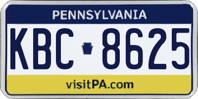 PA license plate KBC8625