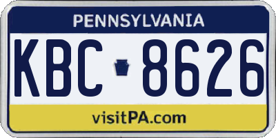 PA license plate KBC8626