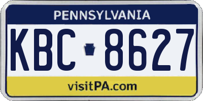 PA license plate KBC8627
