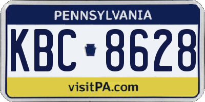 PA license plate KBC8628