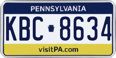 PA license plate KBC8634