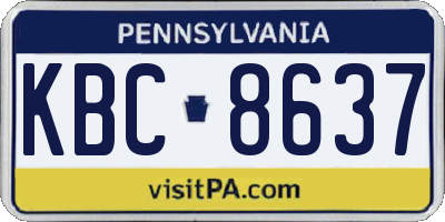 PA license plate KBC8637