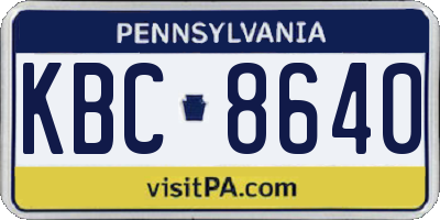 PA license plate KBC8640