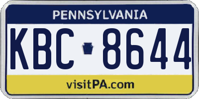PA license plate KBC8644