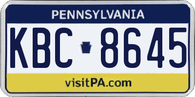 PA license plate KBC8645