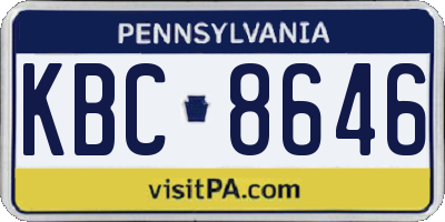 PA license plate KBC8646