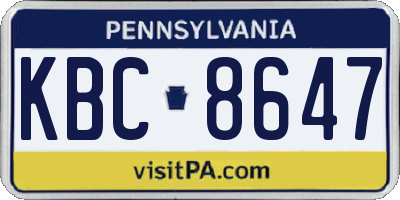 PA license plate KBC8647