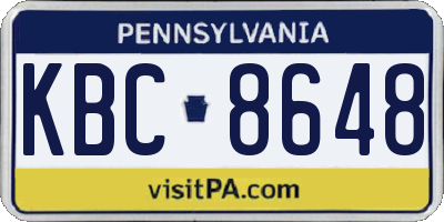 PA license plate KBC8648