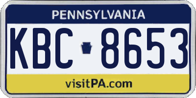 PA license plate KBC8653