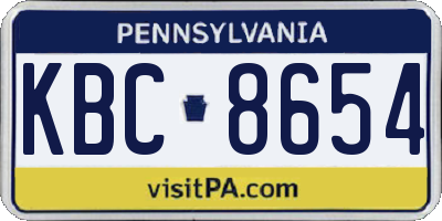 PA license plate KBC8654