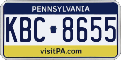 PA license plate KBC8655