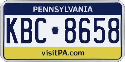 PA license plate KBC8658