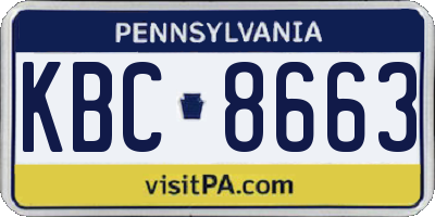 PA license plate KBC8663
