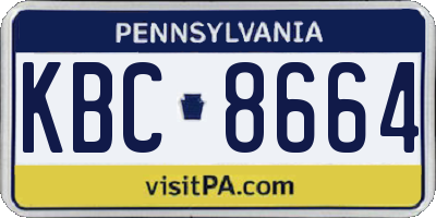 PA license plate KBC8664