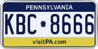 PA license plate KBC8666